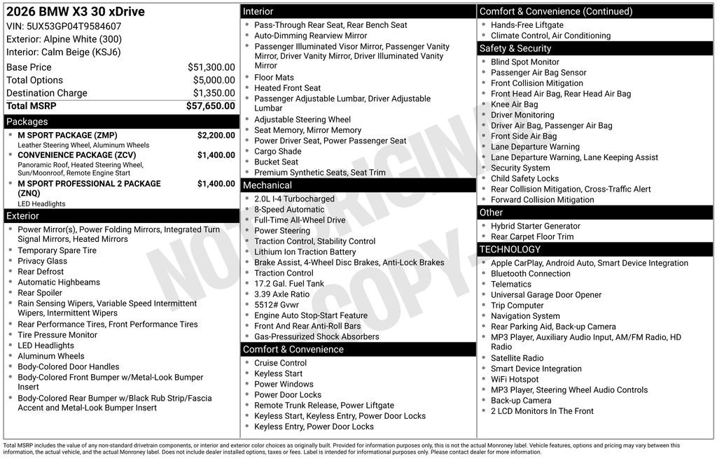 New 2026 BMW X3 xDrive30i w/ M Sport Package AWD/4WD image 4