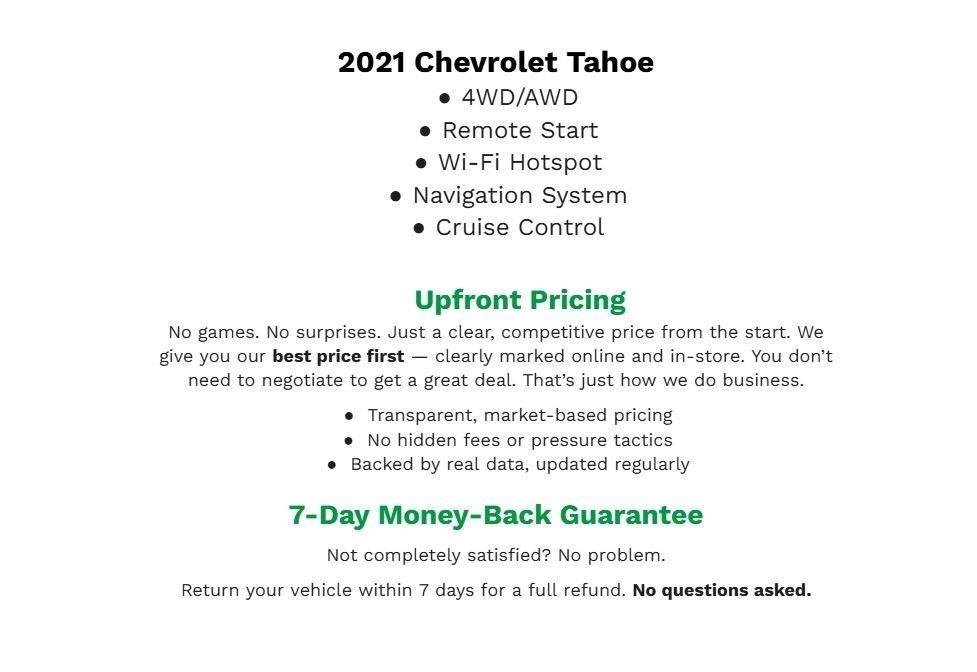 Used 2021 Chevrolet Tahoe LT w/ LT Signature Package AWD/4WD image 2