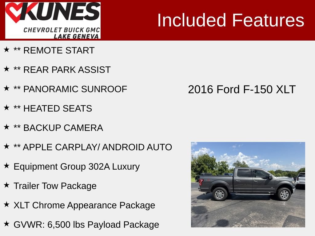 Used 2016 Ford F150 XLT w/ Equipment Group 302A Luxury AWD/4WD image 2