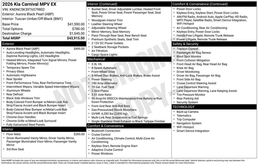 New 2026 Kia Carnival EX image 4