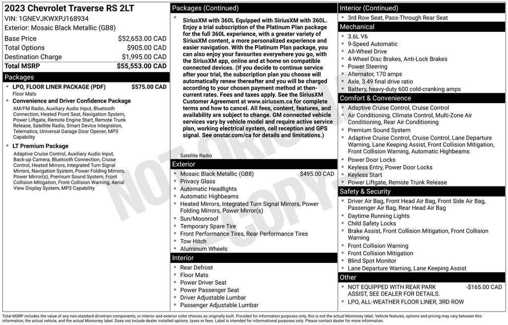Used 2023 Chevrolet Traverse RS w/ LPO, Floor Liner Package AWD/4WD image 4