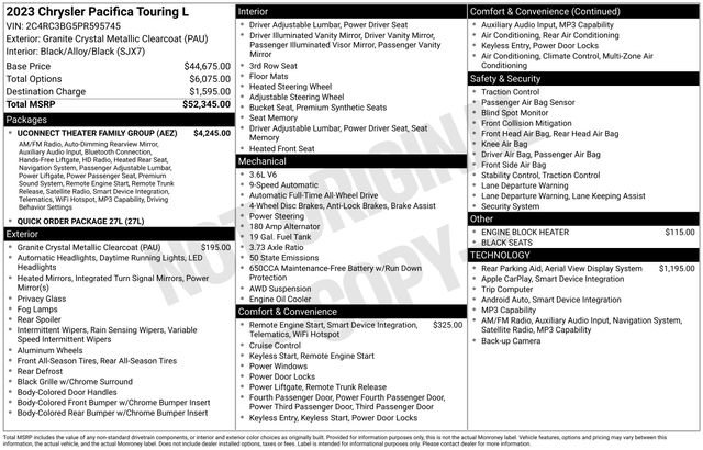 Used 2023 Chrysler Pacifica Touring-L w/ Uconnect Theater Family Group AWD/4WD image 52