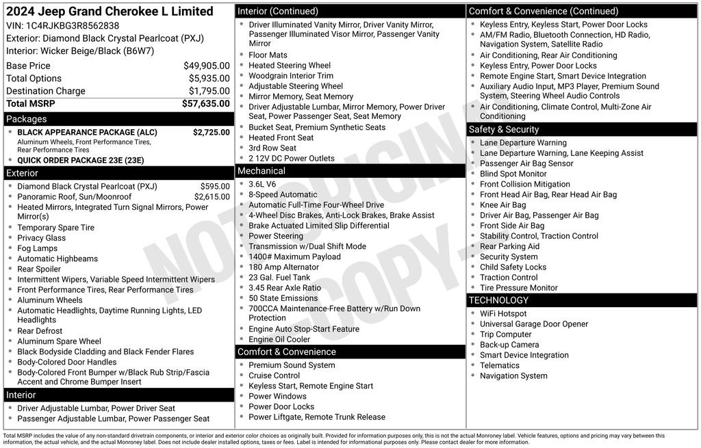 Used 2024 Jeep Grand Cherokee L Limited w/ Black Appearance Package AWD/4WD image 39