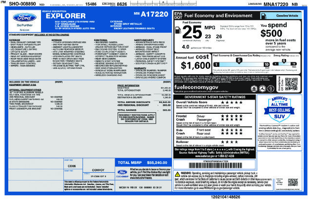 Certified 2021 Ford Explorer Limited w/ Hybrid Equipment Group 310A AWD/4WD image 37