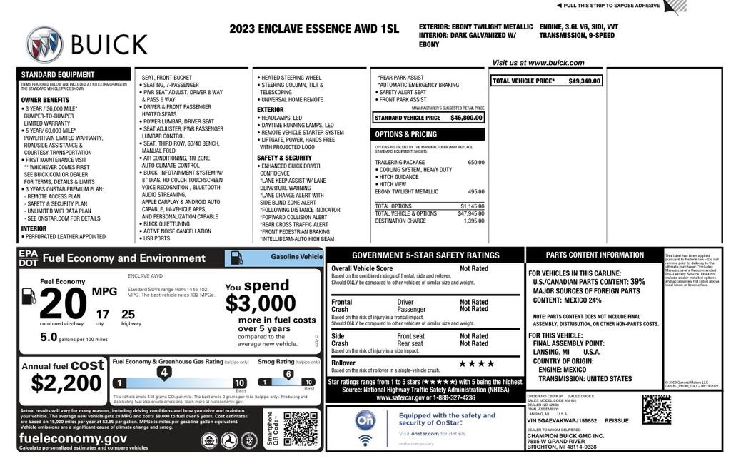 Used 2023 Buick Enclave Essence w/ Trailering Package, 5000 lbs. image 32