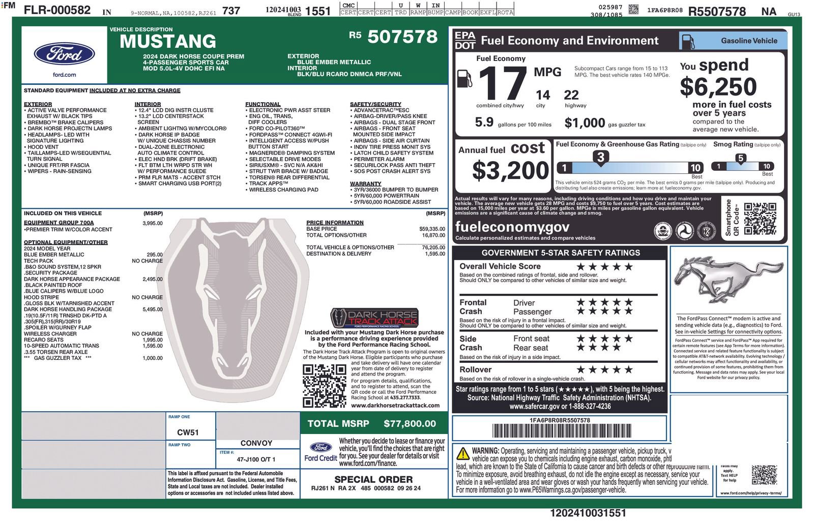 New 2024 Ford Mustang Dark Horse w/ Dark Horse Handlin Package image 21