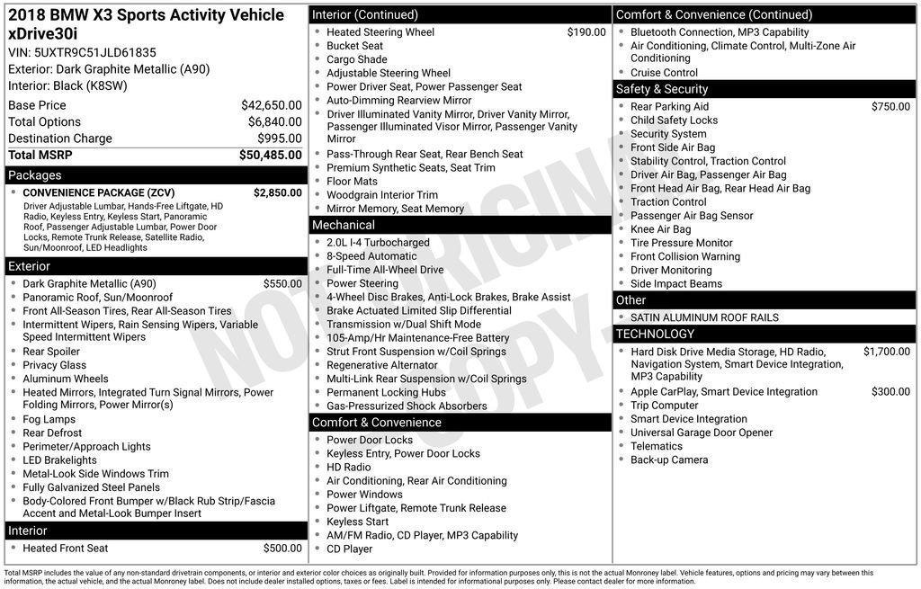 Used 2018 BMW X3 xDrive30i AWD/4WD image 38