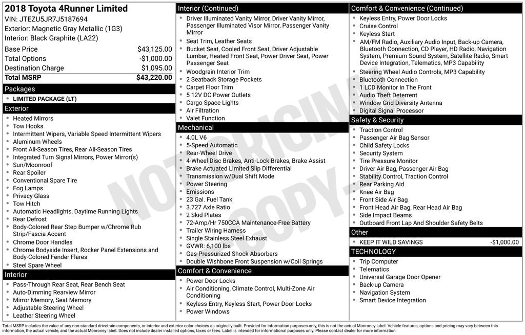 Used 2018 Toyota 4Runner Limited image 31