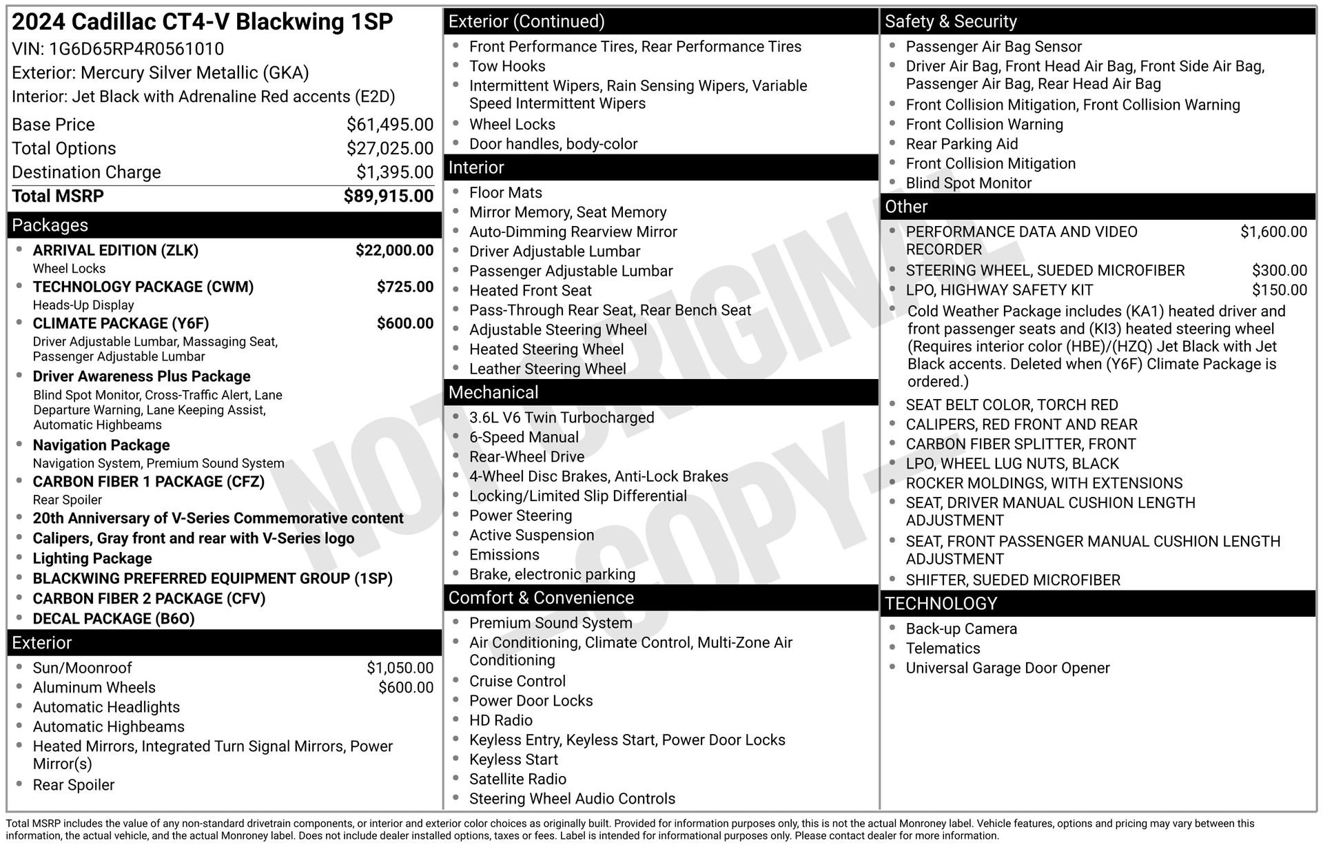 Used 2024 Cadillac CT4 V Blackwing w/ Arrival Edition RWD image 58