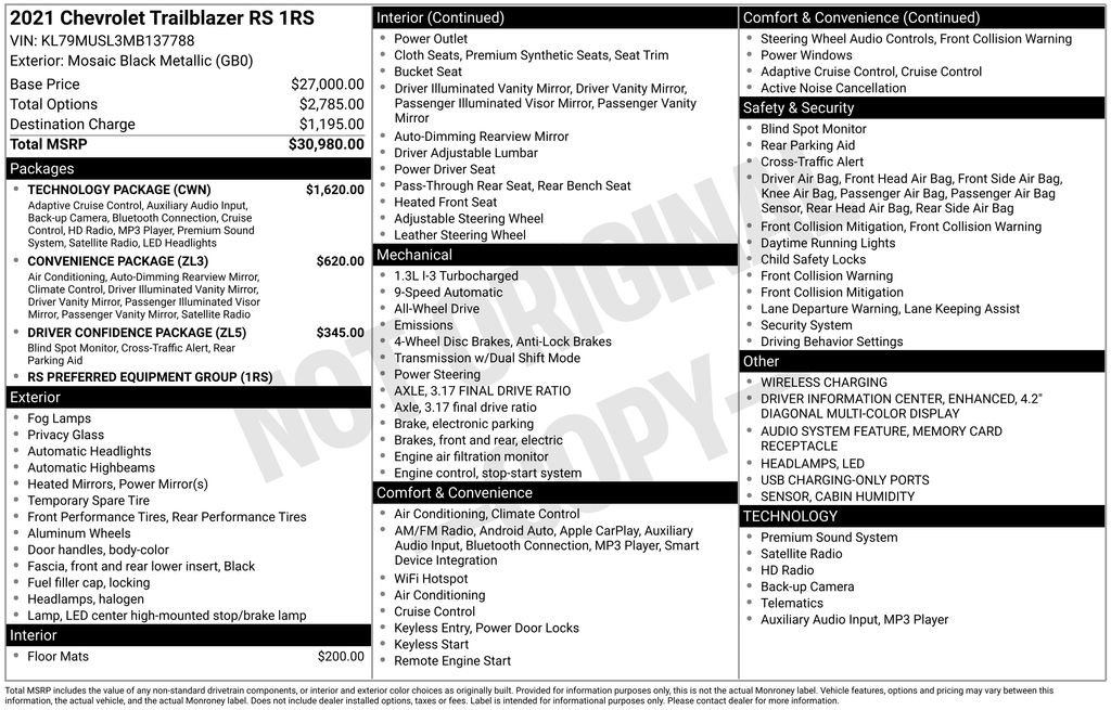 Used 2021 Chevrolet TrailBlazer RS w/ Technology Package image 27