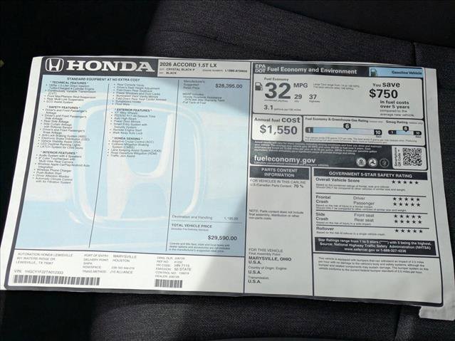 New 2026 Honda Accord LX image 17