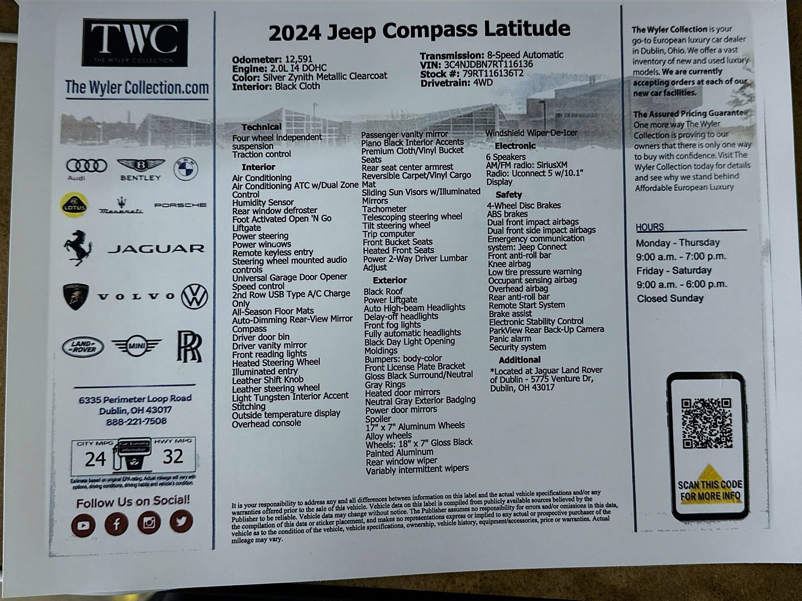 Used 2024 Jeep Compass Latitude w/ Convenience Group AWD/4WD image 44