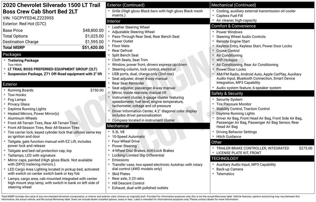 Certified 2020 Chevrolet Silverado 1500 LT Trail Boss AWD/4WD image 45