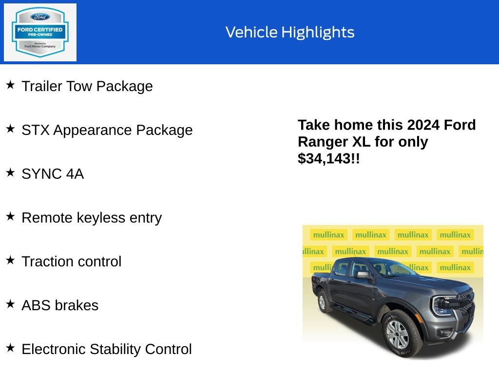 Certified 2024 Ford Ranger XL w/ Trailer Tow Package AWD/4WD image 18