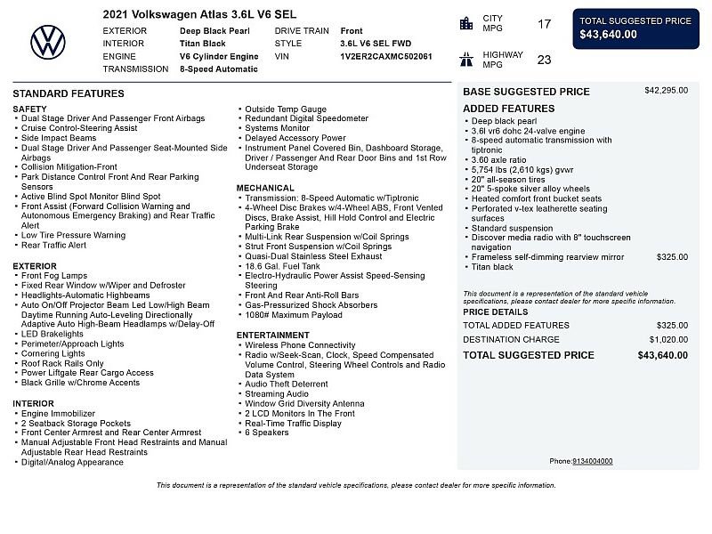 Used 2021 Volkswagen Atlas SEL FWD image 2