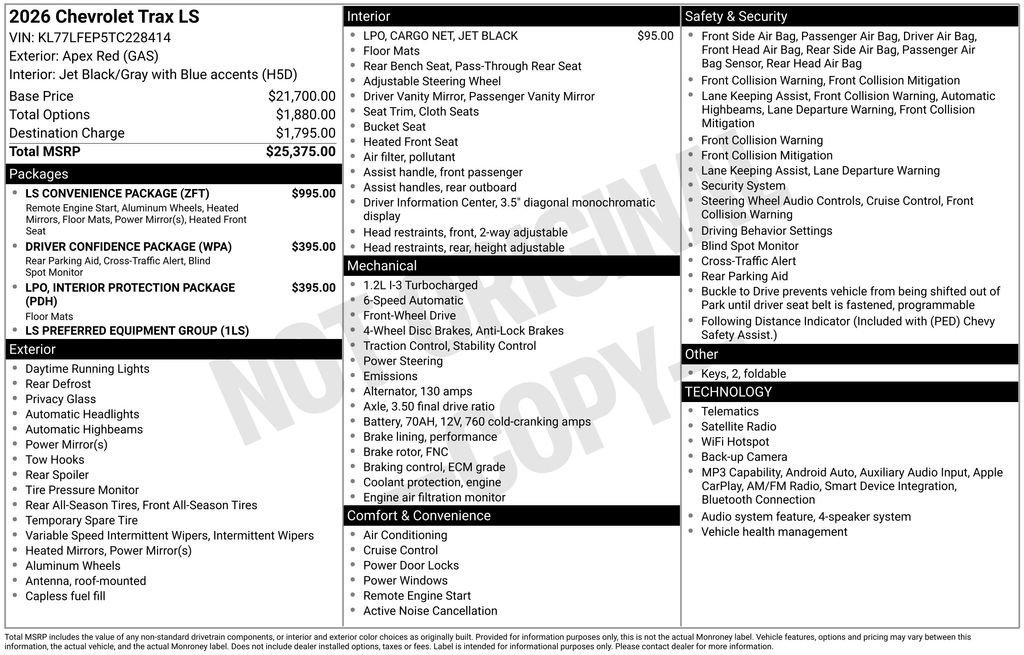 New 2026 Chevrolet Trax LS w/ LS Convenience Package FWD image 5