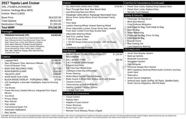 New 2027 Toyota Land Cruiser w/ Premium Package AWD/4WD image 2