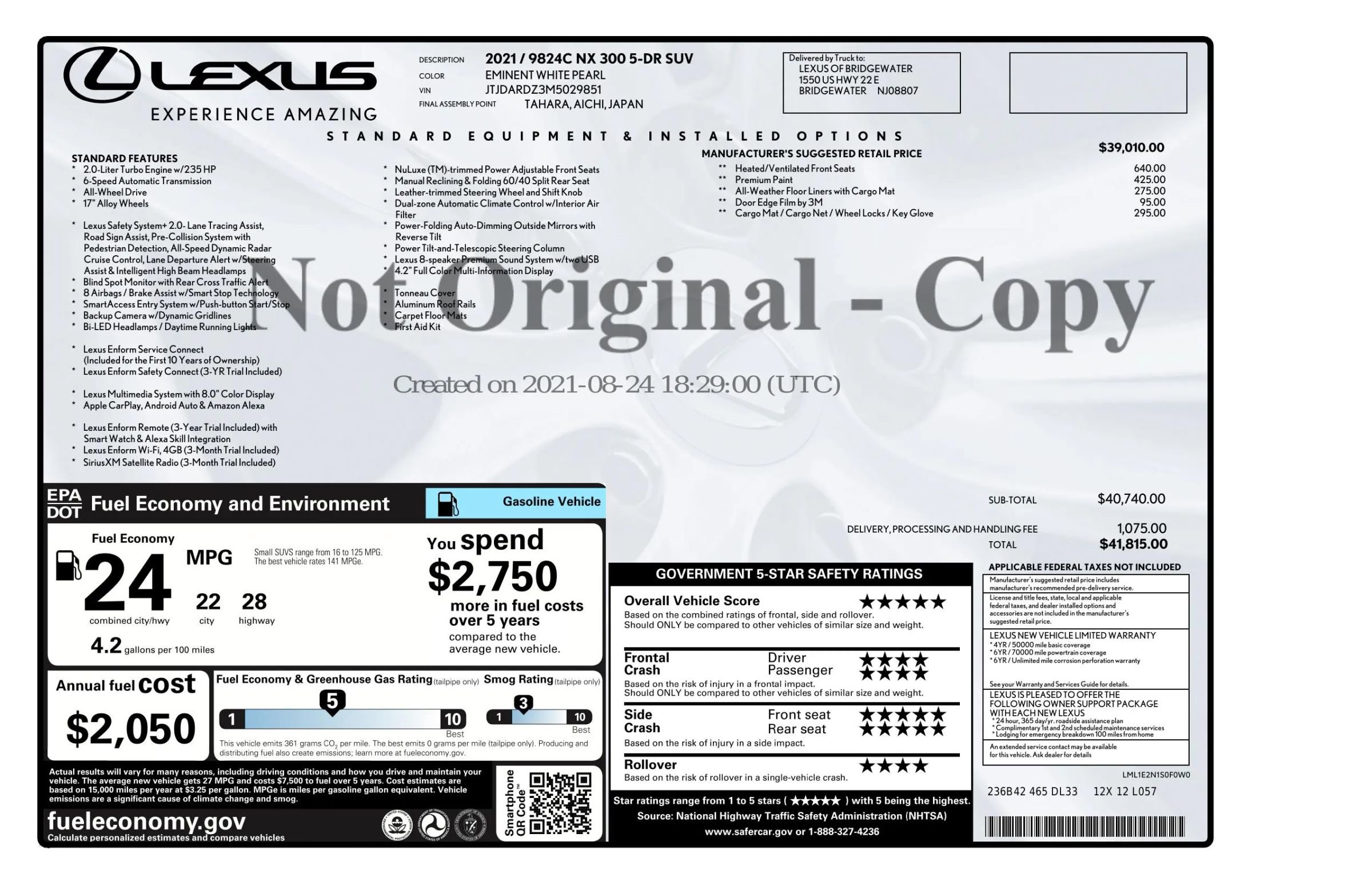 Used 2021 Lexus NX 300 AWD w/ Accessory Package image 2