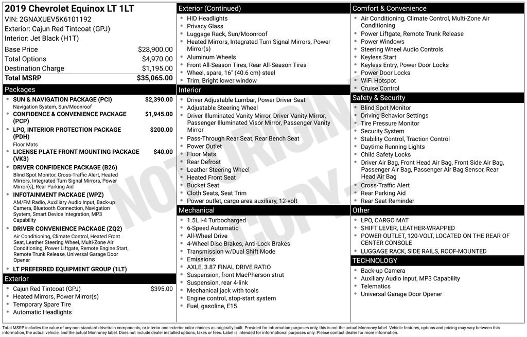 Used 2019 Chevrolet Equinox LT w/ Sun & Navigation Package AWD/4WD image 17