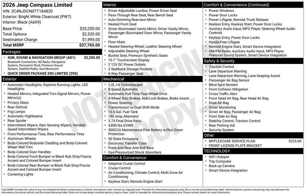 New 2026 Jeep Compass Limited w/ Sun, Sound & Navigation Group image 8