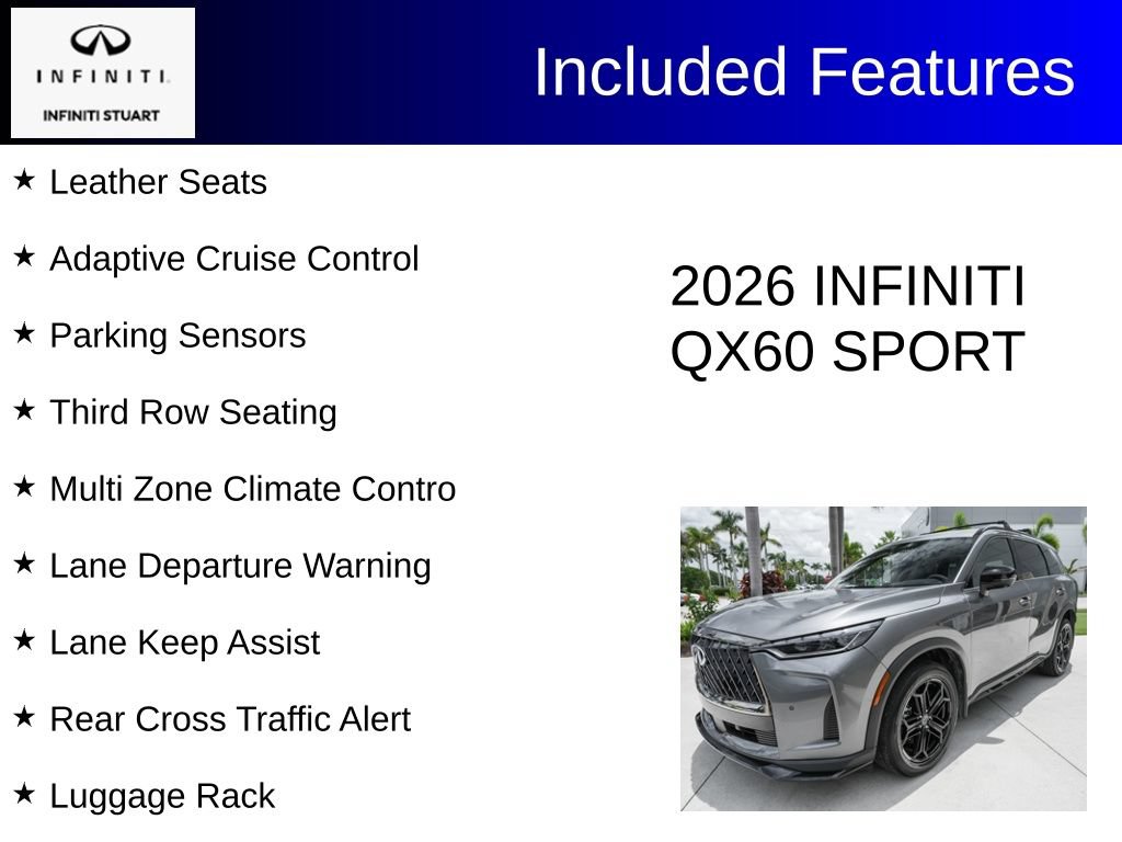 Certified 2026 INFINITI QX60 Sport w/ Dark Cargo Package AWD/4WD image 3