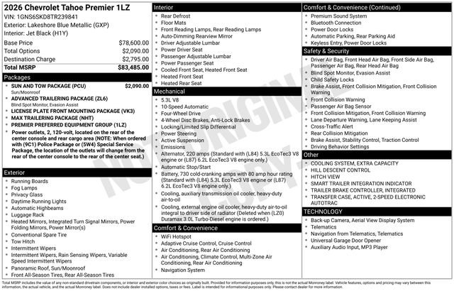 New 2026 Chevrolet Tahoe Premier w/ Sun And Tow Package image 5