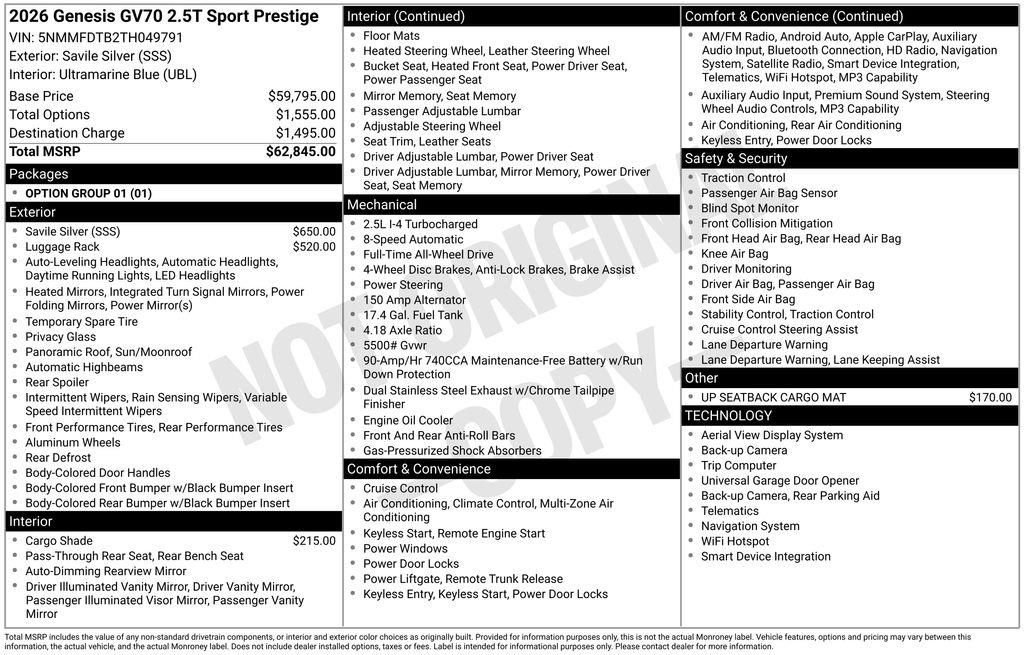 New 2026 Genesis GV70 2.5T Sport Prestige image 5