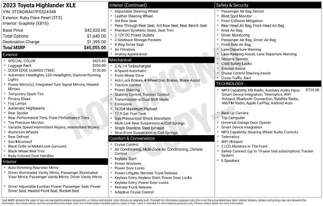 Used 2023 Toyota Highlander XLE FWD image 34