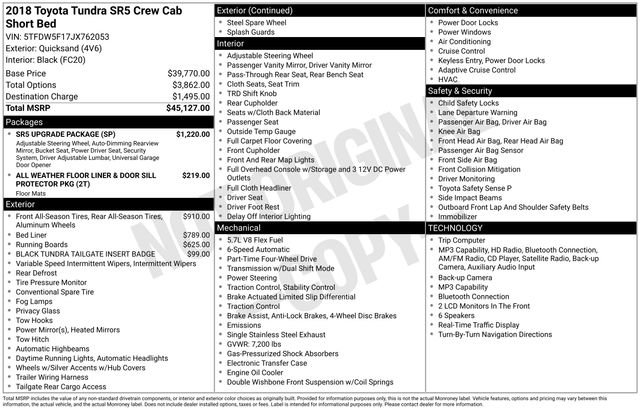 Used 2018 Toyota Tundra SR5 w/ SR5 Upgrade Package AWD/4WD image 39