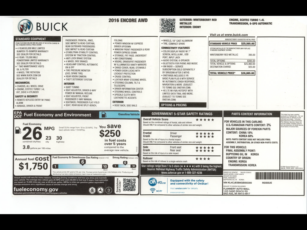 Used 2016 Buick Encore AWD image 43