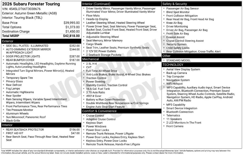 Certified 2026 Subaru Forester Touring AWD/4WD image 4