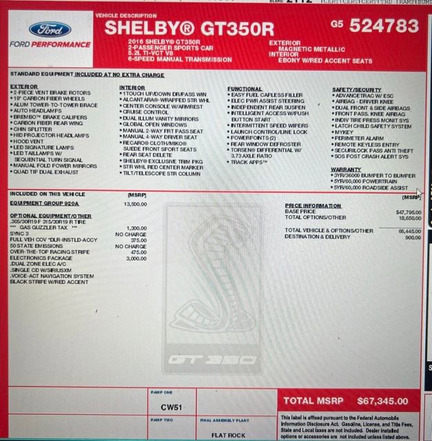 Used 2016 Ford Mustang Shelby GT350R w/ GT350R Equipment Group 920A image 27