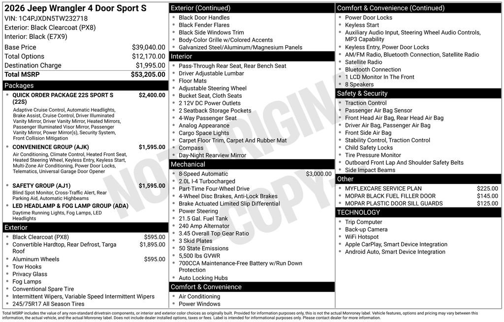 New 2026 Jeep Wrangler Unlimited Sport AWD/4WD image 5