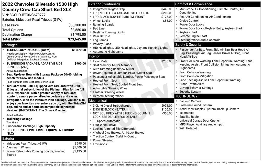 Certified 2022 Chevrolet Silverado 1500 High Country w/ Technology Package AWD/4WD image 16