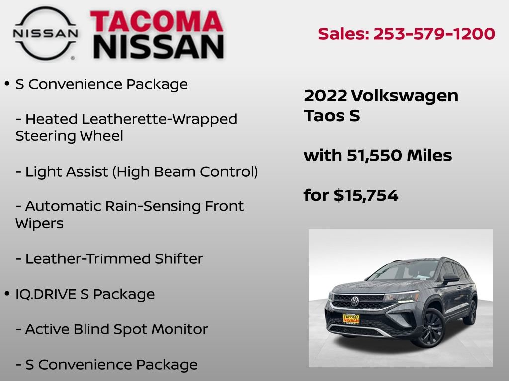 Used 2022 Volkswagen Taos S w/ IQ Drive S Package image 6
