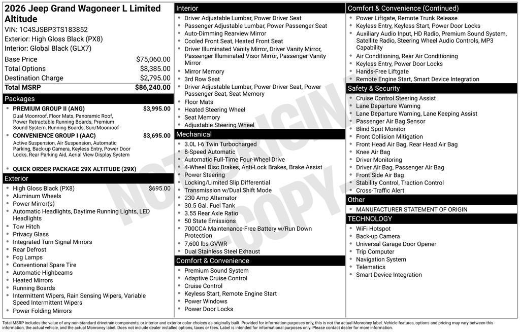 New 2026 Jeep Grand Wagoneer L Limited w/ Premium Group II AWD/4WD image 9