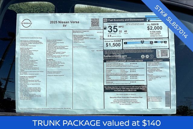 New 2025 Nissan Versa SV w/ Trunk Package image 5