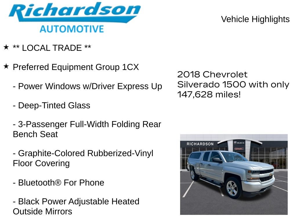Used 2018 Chevrolet Silverado 1500 Custom w/ Custom Value Package AWD/4WD image 12