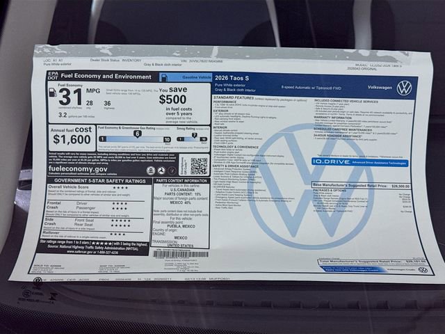 New 2026 Volkswagen Taos S image 19