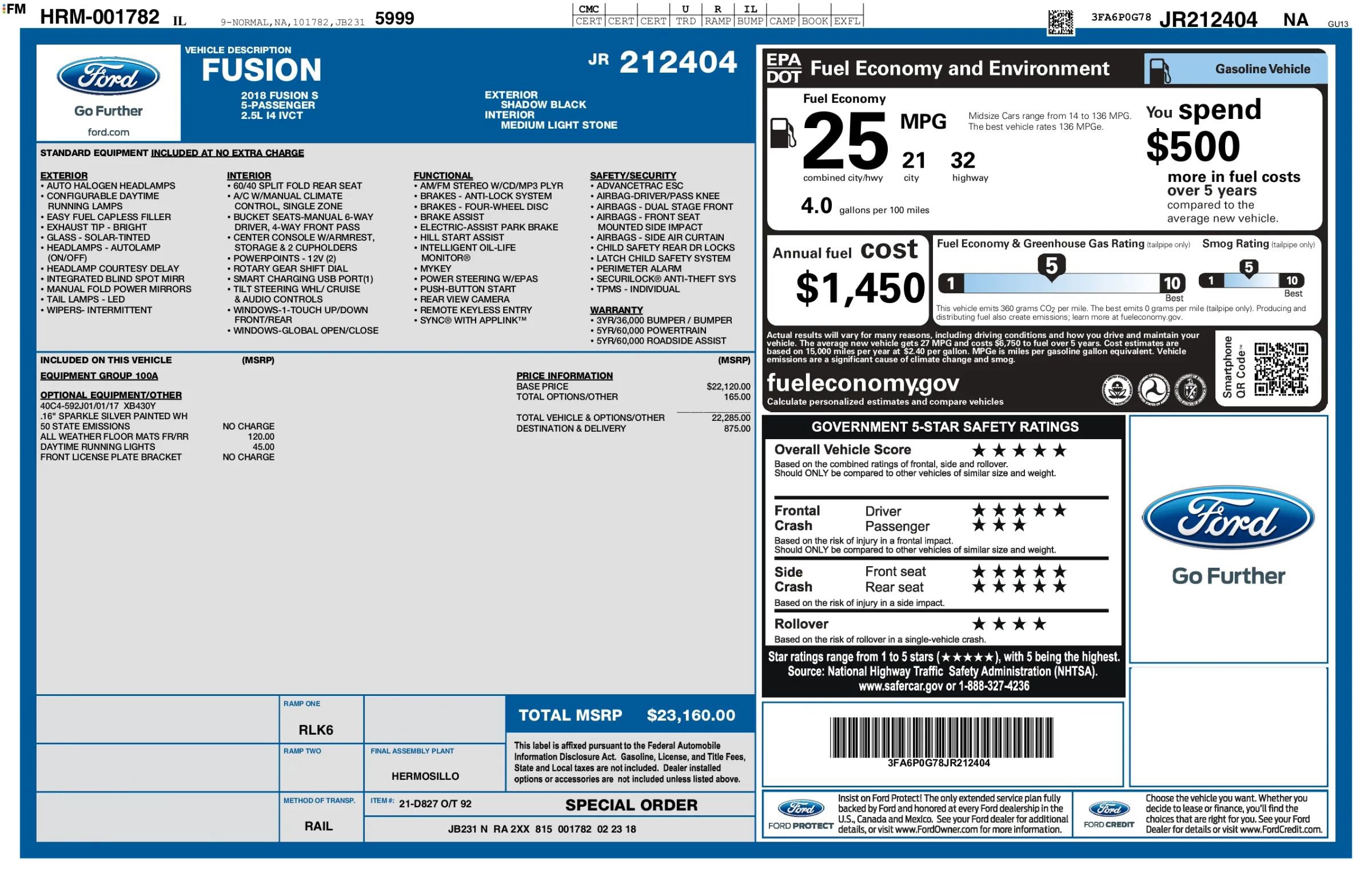 Used 2018 Ford Fusion S image 3