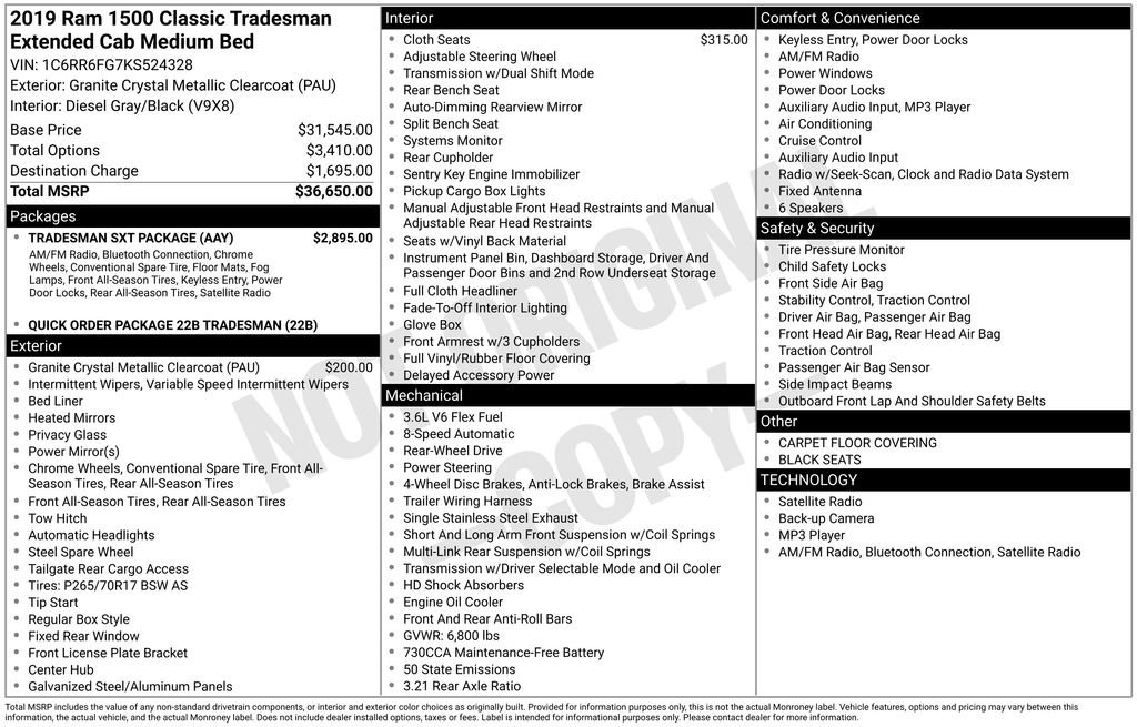 Used 2019 RAM 1500 Tradesman w/ Tradesman SXT Package image 53