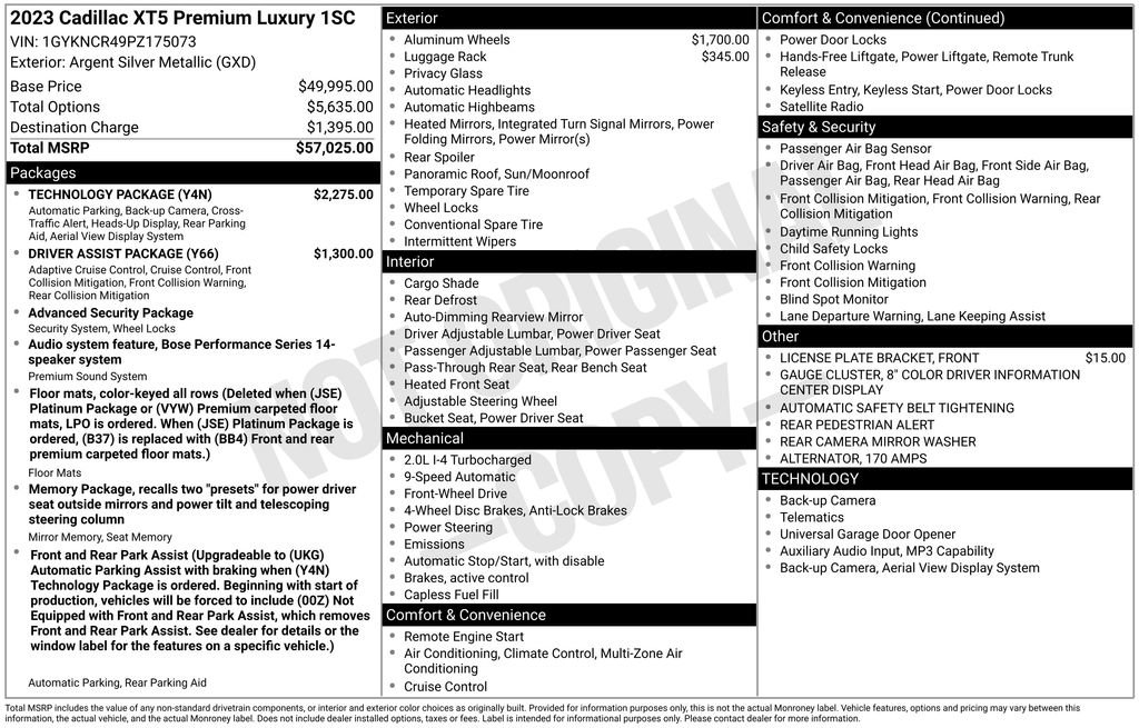 Used 2023 Cadillac XT5 Premium Luxury w/ Technology Package image 44