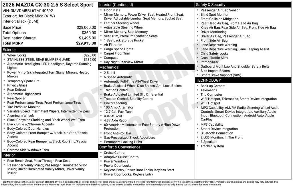 Used 2026 MAZDA CX-30 AWD 2.5 S w/ Select Sport Pkg image 42