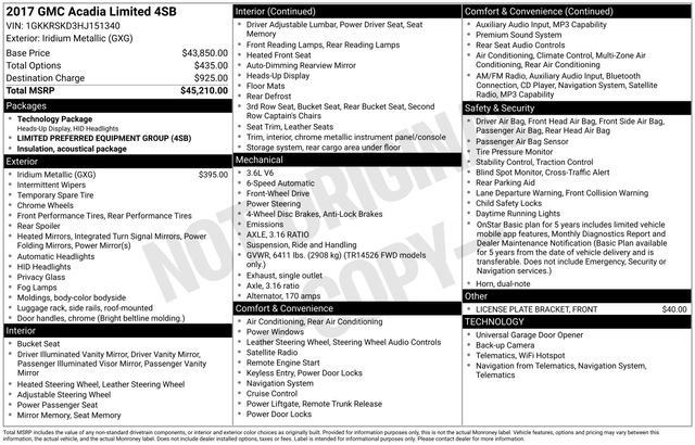 Used 2017 GMC Acadia Limited SLT image 2