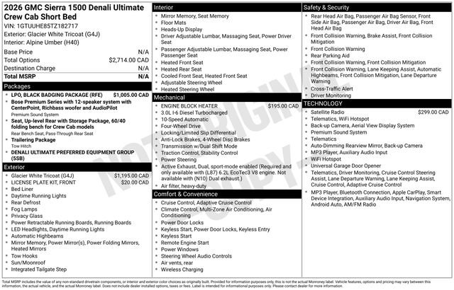 Certified 2026 GMC Sierra 1500 Denali Ultimate w/ LPO, Black Badging Package AWD/4WD image 37