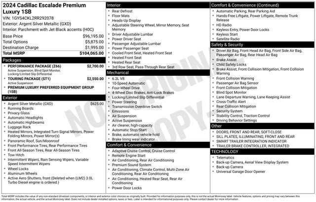 Certified 2024 Cadillac Escalade Premium Luxury w/ Performance Package AWD/4WD image 6