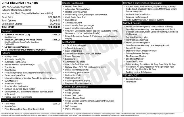 Certified 2024 Chevrolet Trax RS w/ Sunroof Package image 32