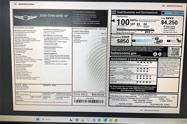 New 2026 Genesis GV60 AWD image 40