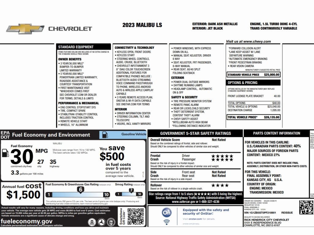 Used 2023 Chevrolet Malibu LS image 2