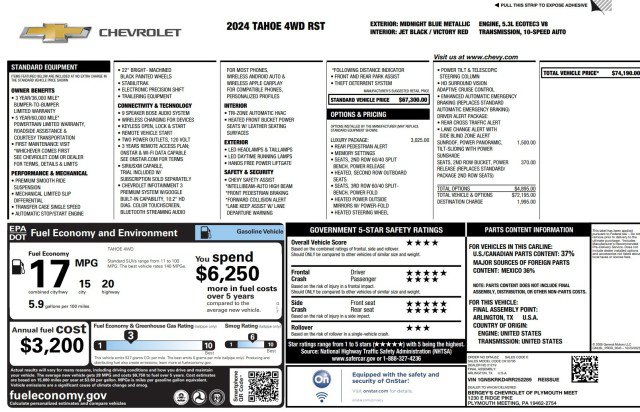 Used 2024 Chevrolet Tahoe RST w/ Luxury Package AWD/4WD image 64